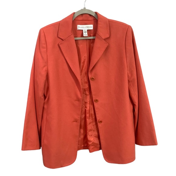 Vintage Valerie Stevens Coral Wool Nylon Cashmere Blend Women’s Blazer Size 12 - Picture 8 of 8